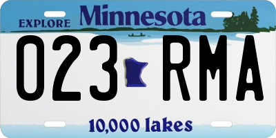MN license plate 023RMA