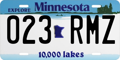 MN license plate 023RMZ