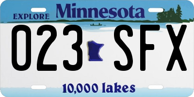 MN license plate 023SFX