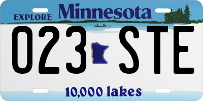 MN license plate 023STE