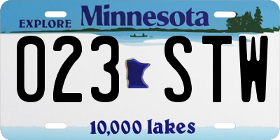 MN license plate 023STW