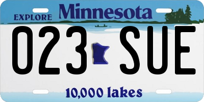 MN license plate 023SUE
