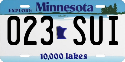MN license plate 023SUI