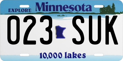 MN license plate 023SUK
