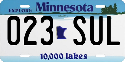 MN license plate 023SUL