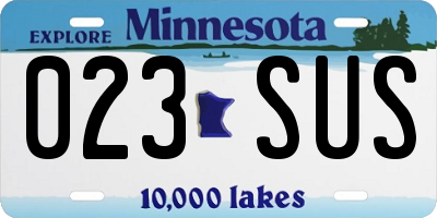 MN license plate 023SUS