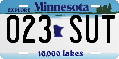 MN license plate 023SUT