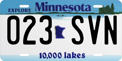 MN license plate 023SVN