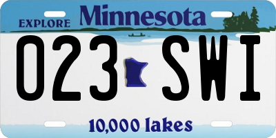 MN license plate 023SWI