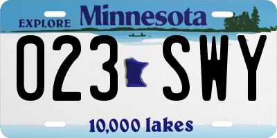 MN license plate 023SWY
