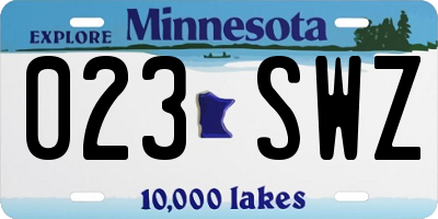 MN license plate 023SWZ