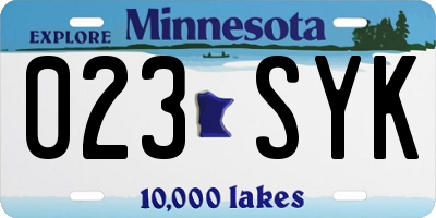 MN license plate 023SYK