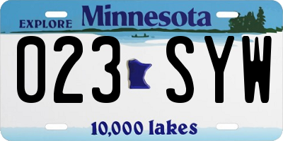 MN license plate 023SYW
