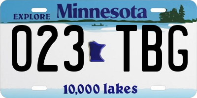MN license plate 023TBG