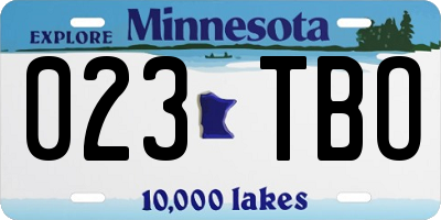 MN license plate 023TBO