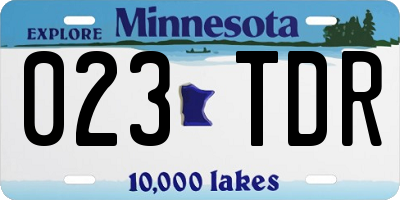 MN license plate 023TDR