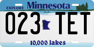 MN license plate 023TET