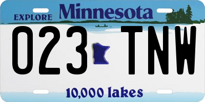 MN license plate 023TNW