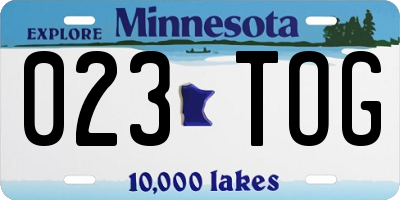 MN license plate 023TOG