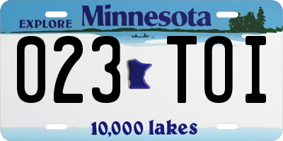 MN license plate 023TOI