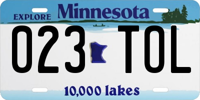 MN license plate 023TOL