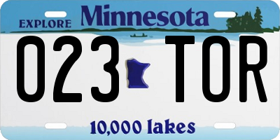 MN license plate 023TOR
