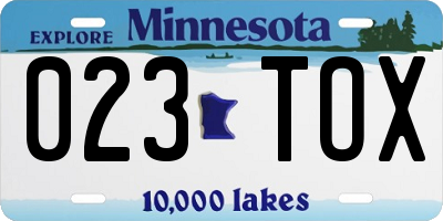 MN license plate 023TOX