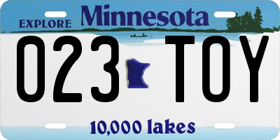 MN license plate 023TOY