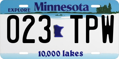 MN license plate 023TPW