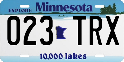 MN license plate 023TRX