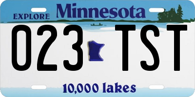 MN license plate 023TST