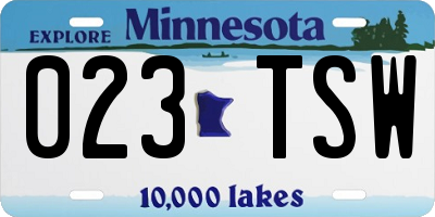 MN license plate 023TSW