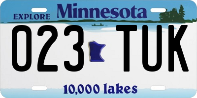 MN license plate 023TUK