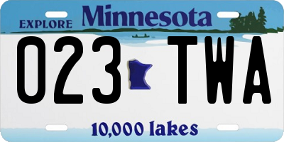 MN license plate 023TWA