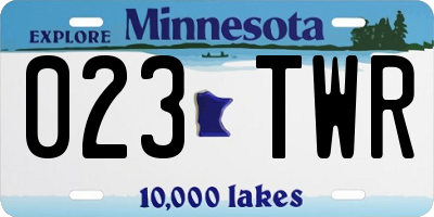 MN license plate 023TWR