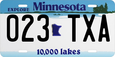 MN license plate 023TXA