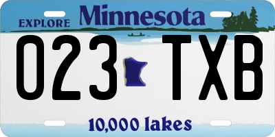 MN license plate 023TXB