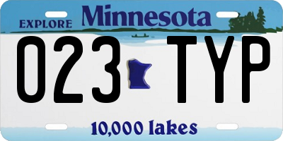 MN license plate 023TYP