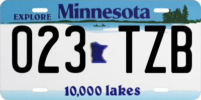 MN license plate 023TZB