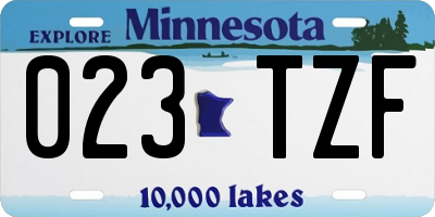 MN license plate 023TZF