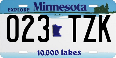 MN license plate 023TZK