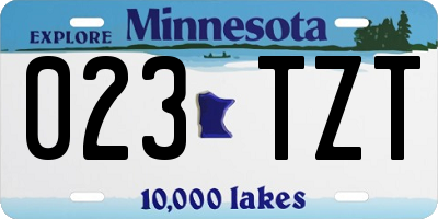 MN license plate 023TZT