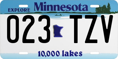 MN license plate 023TZV