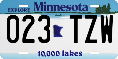 MN license plate 023TZW