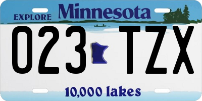 MN license plate 023TZX