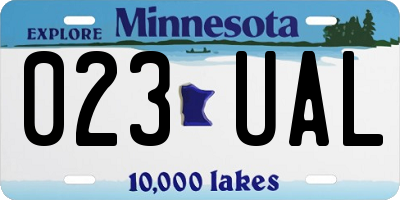 MN license plate 023UAL