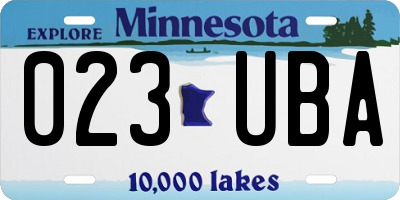MN license plate 023UBA