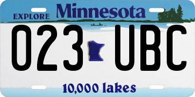 MN license plate 023UBC