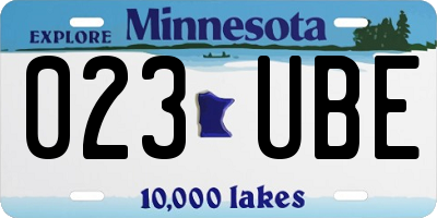MN license plate 023UBE