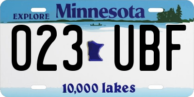MN license plate 023UBF